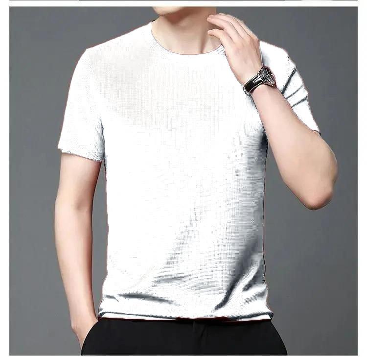 Polyester Stretchable Solid Half Sleeves Mens Round Neck T-Shirt Pack Of 5