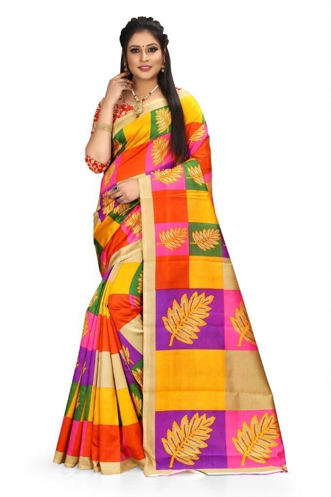 Delicate Printed Mysore Silk Saree With Printed Blouse(Pack Of 2)