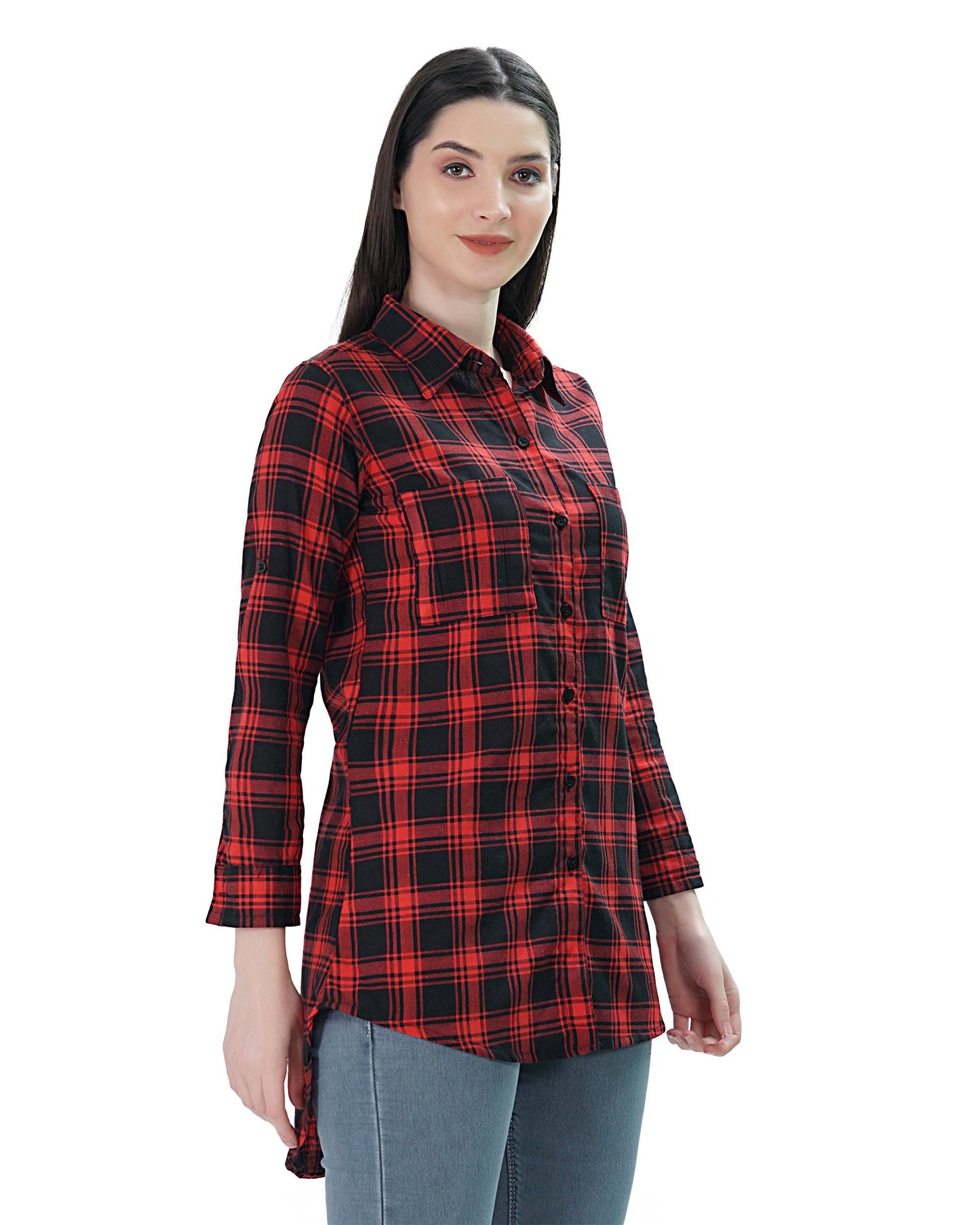 Womens Long Tunic Top (Red)